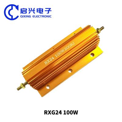 China RX24 RXG24 Resistor de herida de alambre 100W 200RJ con cáscara de aluminio dorado en venta