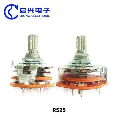 China 2pcs RS25 Potenciômetro Interruptor de Banda Rotativa 3 Polo 4 Posição à venda