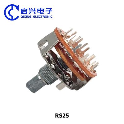 China 2pcs RS25 Rotary Band Switch 2 Pole 6 Position DC30V 0.3A for sale