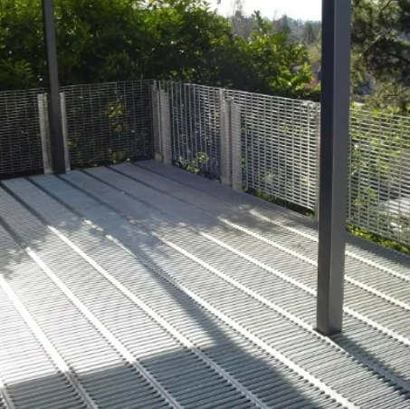 Steel grating used in platform and walkway construction