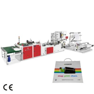 China CE Approved Double Unwind Two Layers Rigid Handle Die Cut Bag Making Machine for sale