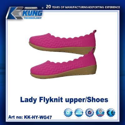 China Lady Flyknit Upper / Shoes EVA Outer Sole High Elastic Customized Color for sale
