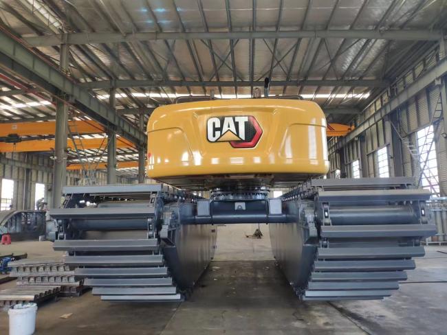 Close-up of pontoon float construction