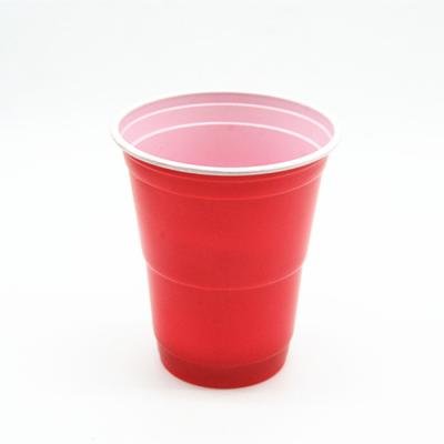 China 12OZ 375ML PP Disposable Plastic Cups Cold Drinks Red Beer Pong Cups for sale