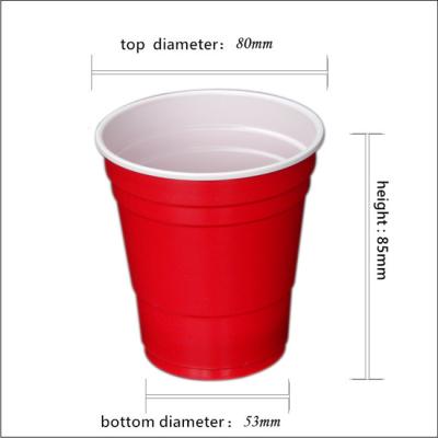 China 10 Oz 285Ml Red Disposable Cups Colorful Plastic Cups For Wedding Beer Pong Game for sale