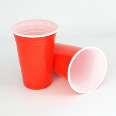 China 425 Ml 14 Oz Disposable Party Cups PP Plastic Drink Red Cup Pong for sale