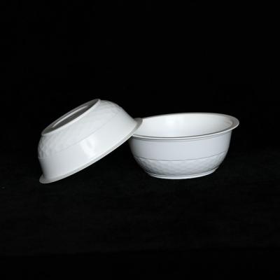 China 600Ml White Disposable Plastic Bowl 20 Oz Disposable Soup Bowls Meat Cereal for sale