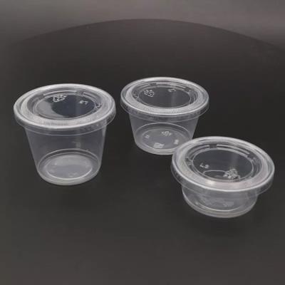 China FDA 1 Oz Portion Cups With Lids PET Plastic Sauce Containers Disposable for sale
