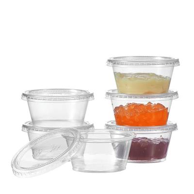 China Shot 1.5 Oz Plastic Containers With Lids LFGB Plastic Chutney Cups for sale
