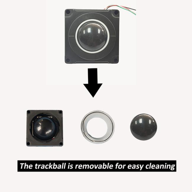 38mm Industrial trackball mouse with removable top plate for ultrasound medical