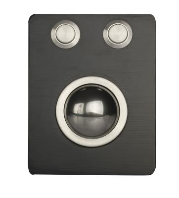 China Mini Compact Industrial Black Metal Trackball with 2 Robust mouse Buttons for sale