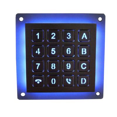 China 16 Keys Matrix Interface Metal Keypad Backlit SS Rugged Numeric Keypad For Kiosk for sale