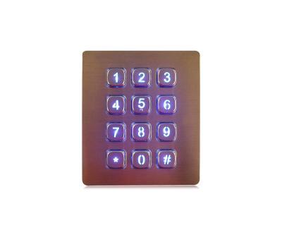 China IP65 Backlit Metal Keypad Customizable Layout Matrix Interface 12 Key Numeric Keypad for sale