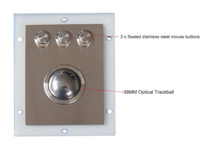 China Industrial Stainless Steel Optical Trackball Module With 3 Sealed Waterproof Mouse Buttons for sale
