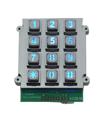 China Die casting vandal proof industrial backlight dot matrix USB 12 key keypad for sale