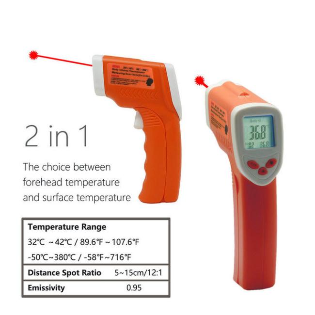 2 In 1 Digital Laser Infrared Thermometer Temperature Gun Forehead Thermometer Gun