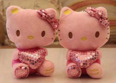 China Pink Stuffed Kitty Toy Sitting For Gifts / Heart Pillows Kitty Plush Toys for sale