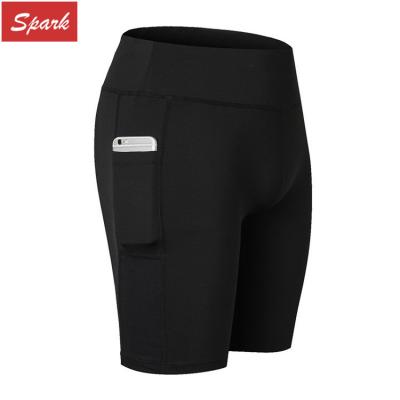 China women's High Waisted Workout Active Wear Long Sport Shorts with Pocket for sale