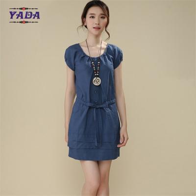 中国 脂肪質の女性のための夏のvestidos型のo首の服の綿の夏の普段着 販売のため
