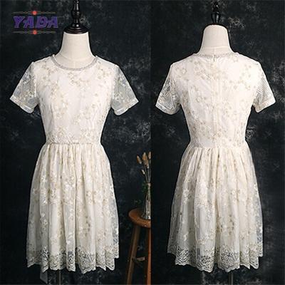 China Lady new model fashion lace embroidery frock modern lady short fat women girls sexy night dress photos sale for sale
