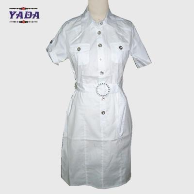China Latest designs pictures vintage o-neck 2017 summer dress beautiful office dresses with self fabric belt for sale