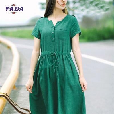 China Casual linen summer casual formal office dresses designer dress for women for sale