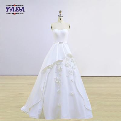 China Elegant vintage handmade appliqued korean style dress strapless dresses latest bridal wedding gowns for sale