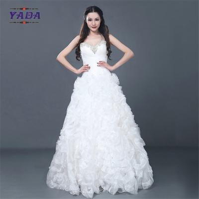 China Feito a mão elegante simples do modelo novo perlado fora dos vestidos de casamento do vestido de bola da venda do vestido do ombro à venda