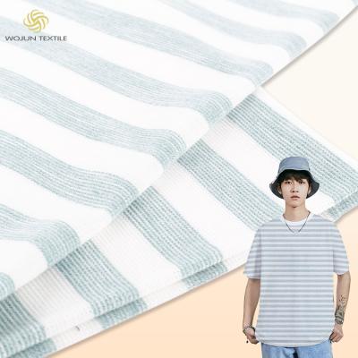 Китай Многоцветный полосатый хлопковый материал, дышащая ткань из хлопковой футболки 160 грамм продается