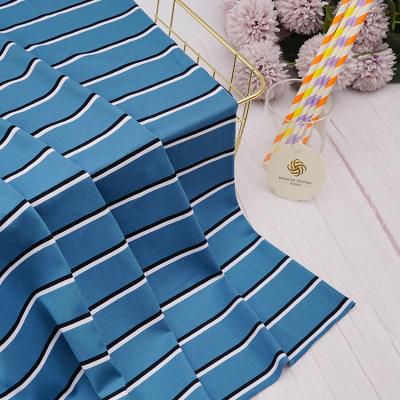 China Summer Mercerized Cotton Fabric 200g 170cm Breathable Striped Shirt Material for sale