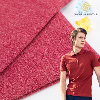 China Loose Polo Shirt Cotton Fabric Solid Lycra Knitted Texture 170g 175cm for sale