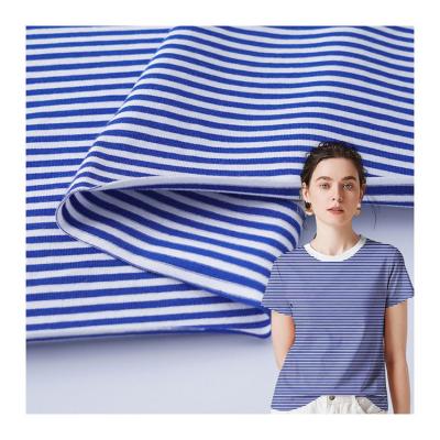 China Striped Cotton T Shirt Fabric Yarn Dyed Moisture Absorption Material 170gsm 40S for sale