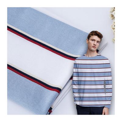 China 100% Cotton Striped T Shirt Fabric , Soft Double Yarn Cotton Striped Fabric for sale