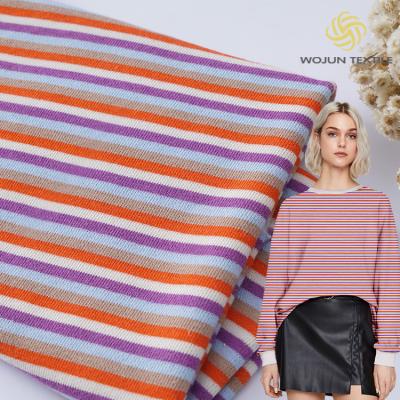 China Sweat Absorbing Cotton French Terry Fabric 21S Spring Striped Knit Cloth for sale