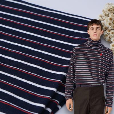 Chine Tissu à double tricot doux rayé respirant en coton lavé pour pyjama à vendre