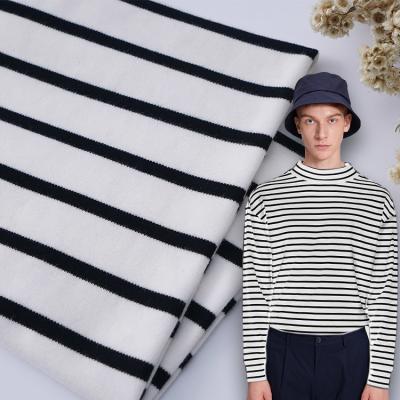 Chine Smooth Soft Double Knit Fabric Breathable Stretch Striped Shirt Material à vendre