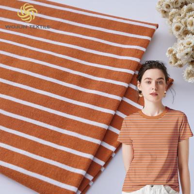 China Plain Jersey 175gsm Striped Knit Cotton Fabric Single Face For T Shirt for sale