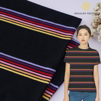 China Healthy And Skin-Friendly Wear-Resistant Pure Cotton ​Striped Material Fabric For T-Shirt à venda