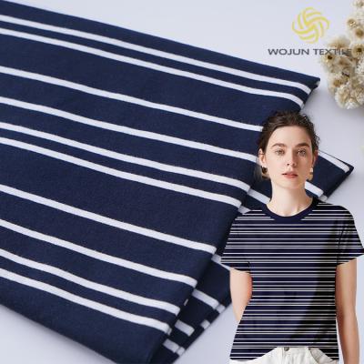 China Soft And Simple And Fashionable High Quality Striped Cotton Fabric For T- Shirt for sale