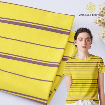 中国 高品質でモダンで健康で 透気性のあるTシャツ用 ストライプ付き編み布 販売のため