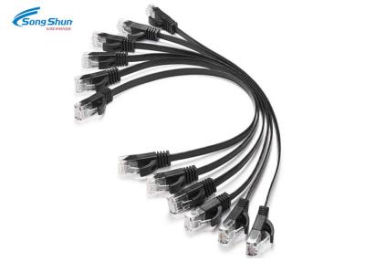 China Flat Black Patch Cable Wiring , 250MM 26AWG Cat 5 RJ45 Ethernet Patch Cable for sale