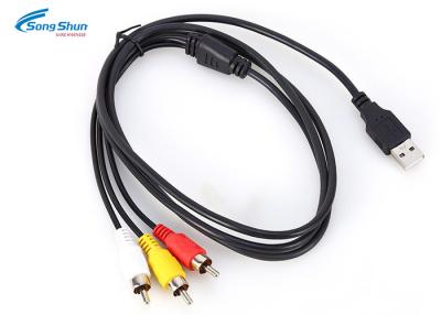 China USB 2.0-3 RCA Male Plug Audio Extension Cord , AV Adapter Audio Lead Cable for sale