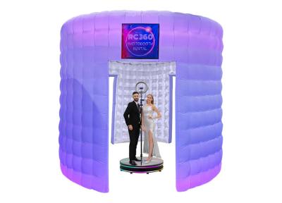 China 360 Led Photo Booth Enclosure Black Cube Led Inflatable Photo Booth With 2 LED Light for sale