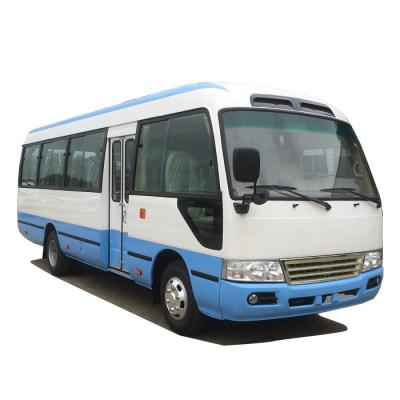 China Diesel Coach Coaster Bus 30 Seats Van Bus 140hp Manual Transmission Air Condition Refrigerator for sale