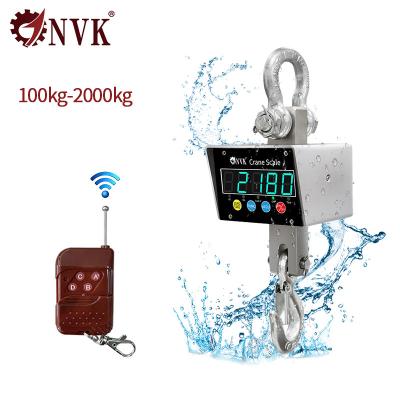 China NVK Small 100kg-2T Industrial 304 Stainless Steel material Waterproof hanging crane scale with wireless device for sale