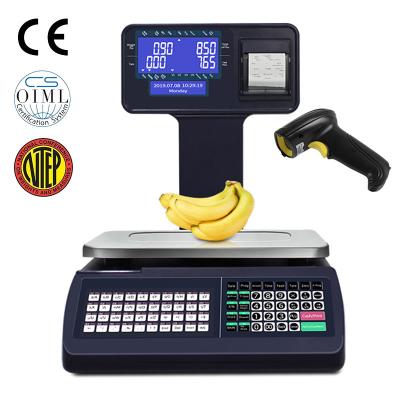 China Supermarket Label Printing Scale Digital Barcode Scales Cash Register Scale 6 15 30kg for sale
