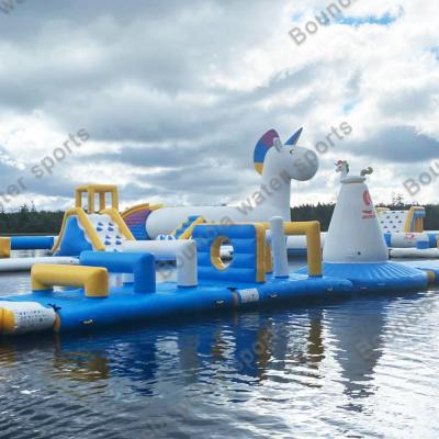 China Bouncia Lake Inflatable Water Obstacle Course For Adults And Kids for sale