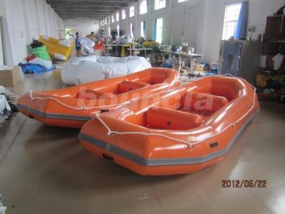 China Orange PVC Tarpaulin Fabric Rafting Boat  With Reinforced Strips For White Water for sale