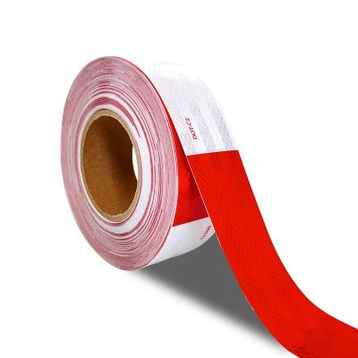 China 2 Inch Red And White Prismatic Reflective Caution Warning Tape For Trailers for sale