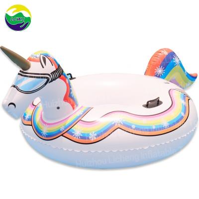 China PVC Winter Inflatable Snow Toys 190CM Air Unicorn Snow Sled For Adults for sale